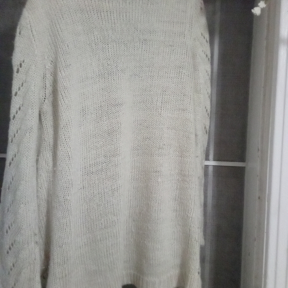 Cecico white & Beige Knit Cardigan Sweater granny common, warm soft traditional - Picture 4 of 10